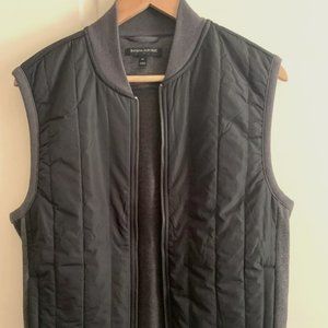 Banana Republic Mixed Media Quilted Vest (Black & Grey Front Zipper)